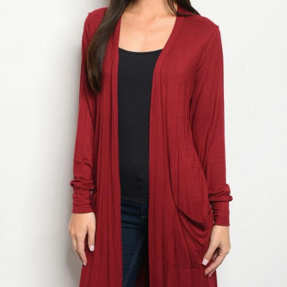 BURGUNDY CARDIGAN / DUSTER - Picture 2 of 7